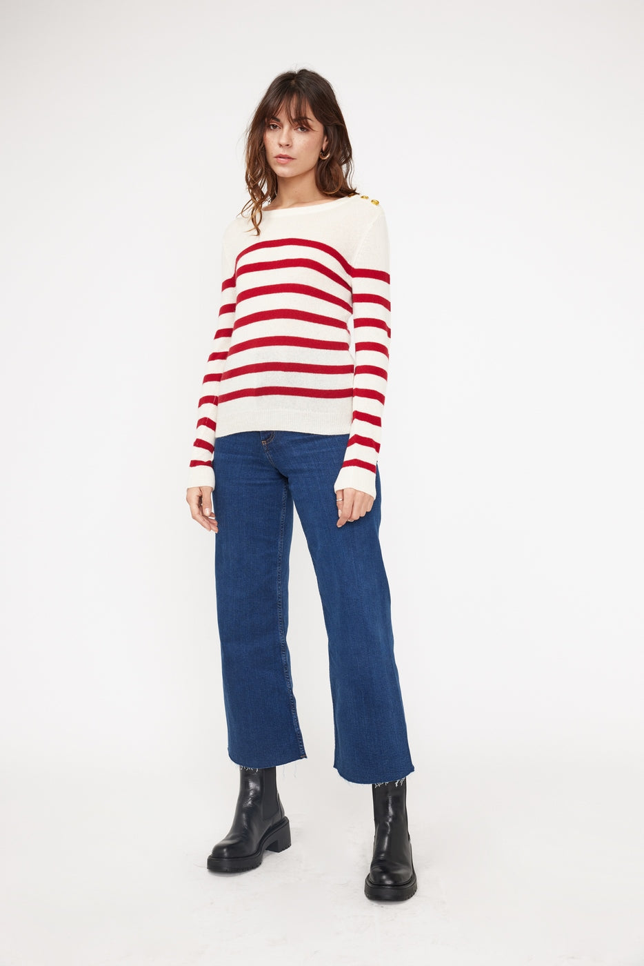 Zarol Marinière Jumper - White Red