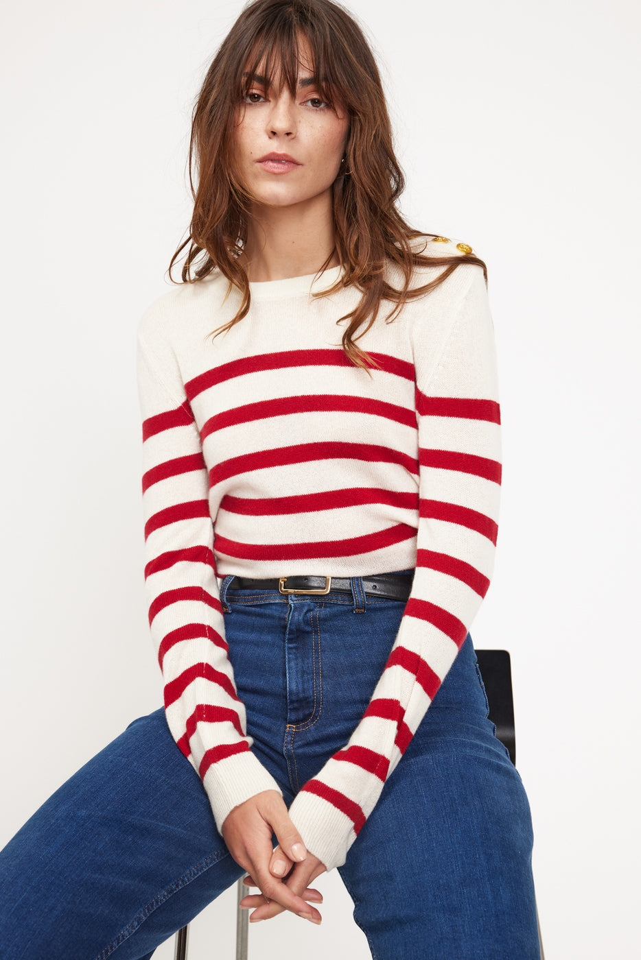 Zarol Marinière Jumper - White Red