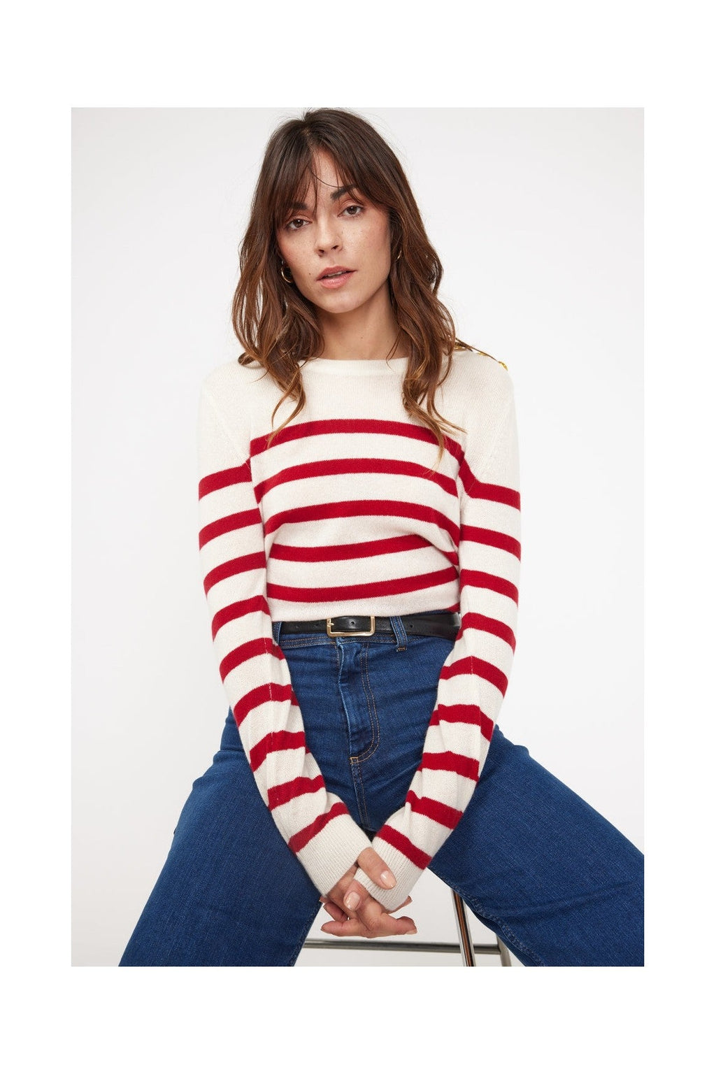 Zarol Marinière Jumper - White Red