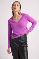 Pull Col V Zefina - Violet - 100% Cachemire Oeko-Tex - Femme