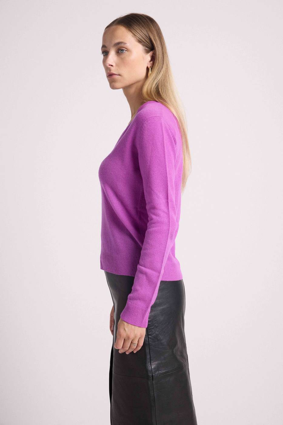 Pull Col V Zefina - Violet Fluo