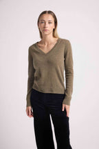 Jersey con Cuello en V Zefina - Verde Caqui
