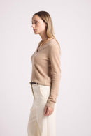 Pull Col V Zefina - New Beige Creme - 100% Cachemire Oeko-Tex - Femme