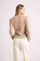 Pull Col V Zefina - New Beige Creme - 100% Cachemire Oeko-Tex - Femme