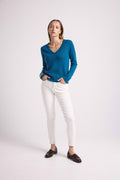 Zefina V-Neck Jumper - Peacock Blue