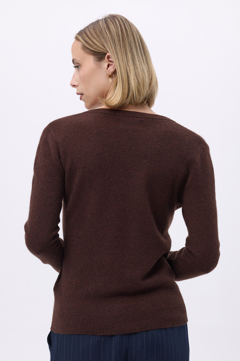 Pull Col V Zefina - Marron - Femme