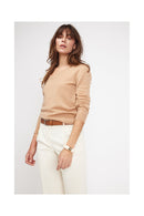 Zefina V-Neck Sweater - Beige - 100% Cashmere Oeko-Tex - Woman