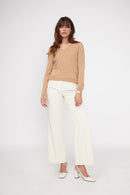 Pull Col V Zefina - Beige - 100% Cachemire Oeko-Tex - Femme