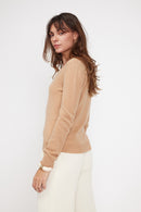 Jersey Zefina - Beige - 100% Cachemira Oeko-Tex - Mujer