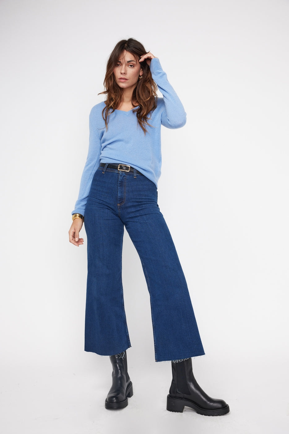 Jersey Cuello Pico Zefina - Azul Cielo