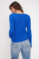 Pull Col V Zefina - Bleu Flashy - 100% Cachemire Oeko-Tex - Femme