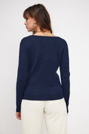 Pull Col V Zefina - Bleu Marine - 100% Cachemire Oeko-Tex - Femme