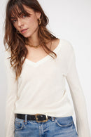 Pull Col V Zefina - Blanc