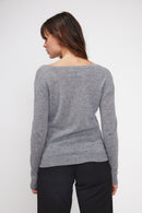 Pull Col V Zefina - Gris Fonce - 100% Cachemire Oeko-Tex - Femme