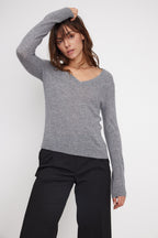 Zefina V-Neck Jumper - Dark Grey