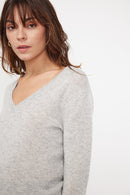 Pull Col V Zefina - Gris Clair