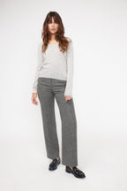 Jersey de Cuello de Pico Zefina - Gris Claro