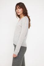 Jersey de Cuello de Pico Zefina - Gris Claro
