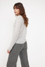 Jersey de Cuello de Pico Zefina - Gris Claro