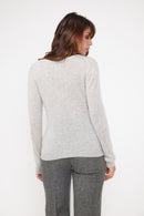 Pull Col V Zefina - Gris Perle - 100% Cachemire Oeko-Tex - Femme