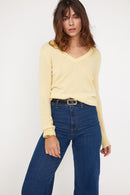 Zefina V-Neck Sweater - Yellow - 100% Cashmere Oeko-Tex - Woman