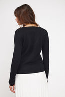 Pull Col V Zefina - Noir - 100% Cachemire Oeko-Tex - Femme