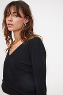 Pull Col V Zefina - Noir