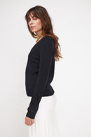 Pull Col V Zefina - Noir - 100% Cachemire Oeko-Tex - Femme