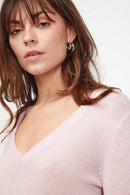 Pull Col V Zefina - Rose Perle - 100% Cachemire Oeko-Tex - Femme