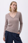 Pull Col V Femme Zefina - Taupe - Femme