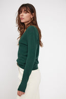 Pull Col V Zefina - Vert Sapin - 100% Cachemire Oeko-Tex - Femme