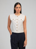 Veste Sans Manches Zelia Ecru