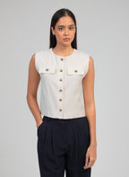 Veste Sans Manches Zelia Ecru