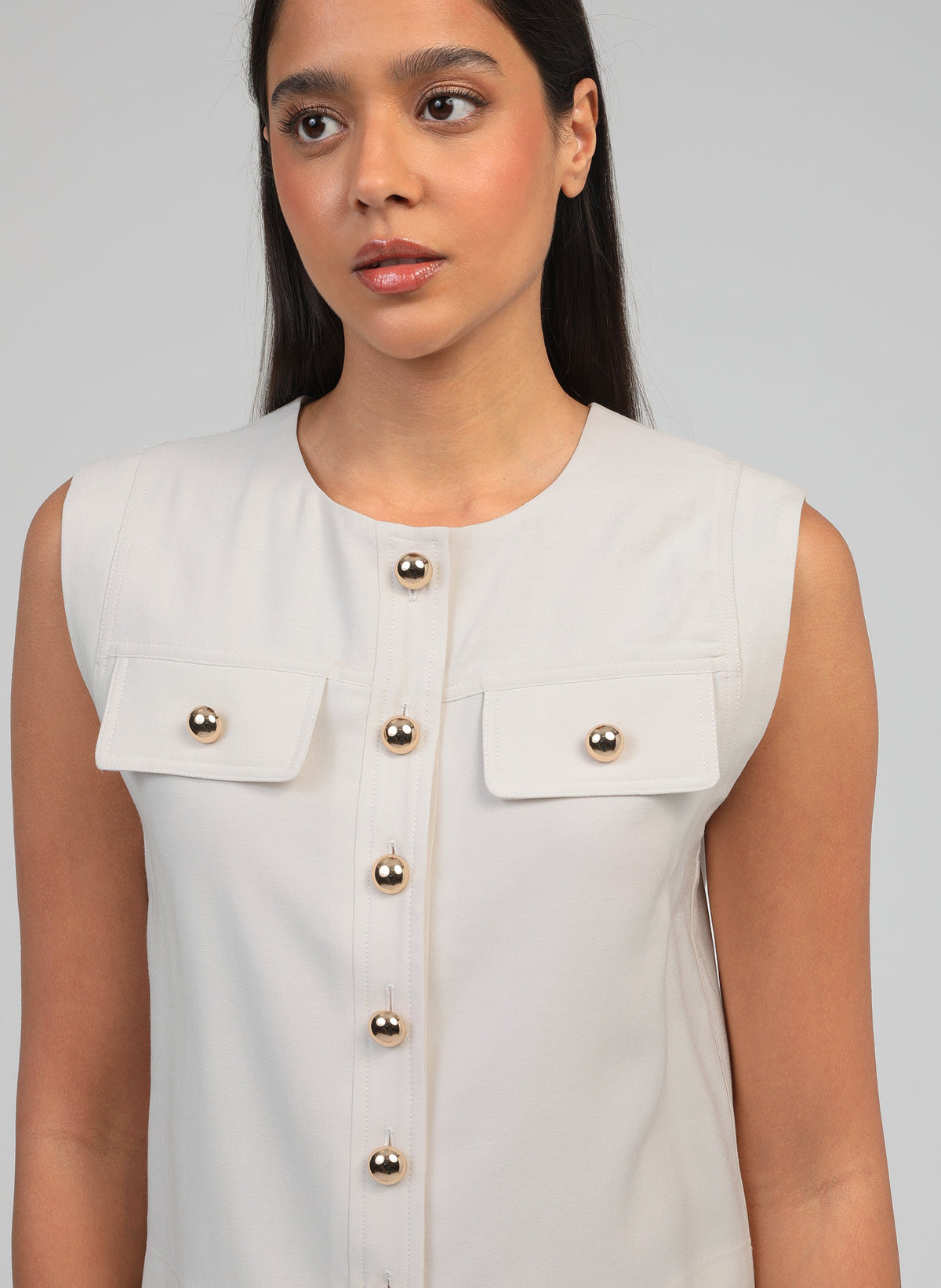 Veste Sans Manches Zelia Ecru