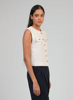 Veste Sans Manches Zelia Ecru