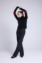 Pull Col Roule Coeur Coudes Zelly - Noir Rouge