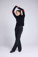 Pull Col Roule Coeur Coudes Zelly - Noir Rouge