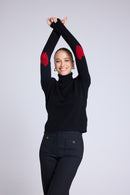Pull Col Roule Coeur Coudes Zelly - Noir Rouge