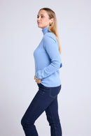 Pull Col Roule Coeur Coudes Zelly - Bleu Ciel Bleu Roi