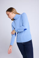 Pull Col Roule Coeur Coudes Zelly - Bleu Ciel Bleu Roi