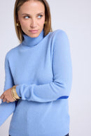 Pull Col Roule Coeur Coudes Zelly - Bleu Ciel Bleu Roi
