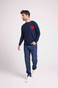 Pull Col Rond Love Heritage Zemir - Bleu Marine Rouge