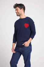 Pull Col Rond Love Heritage Zemir - Bleu Marine Rouge