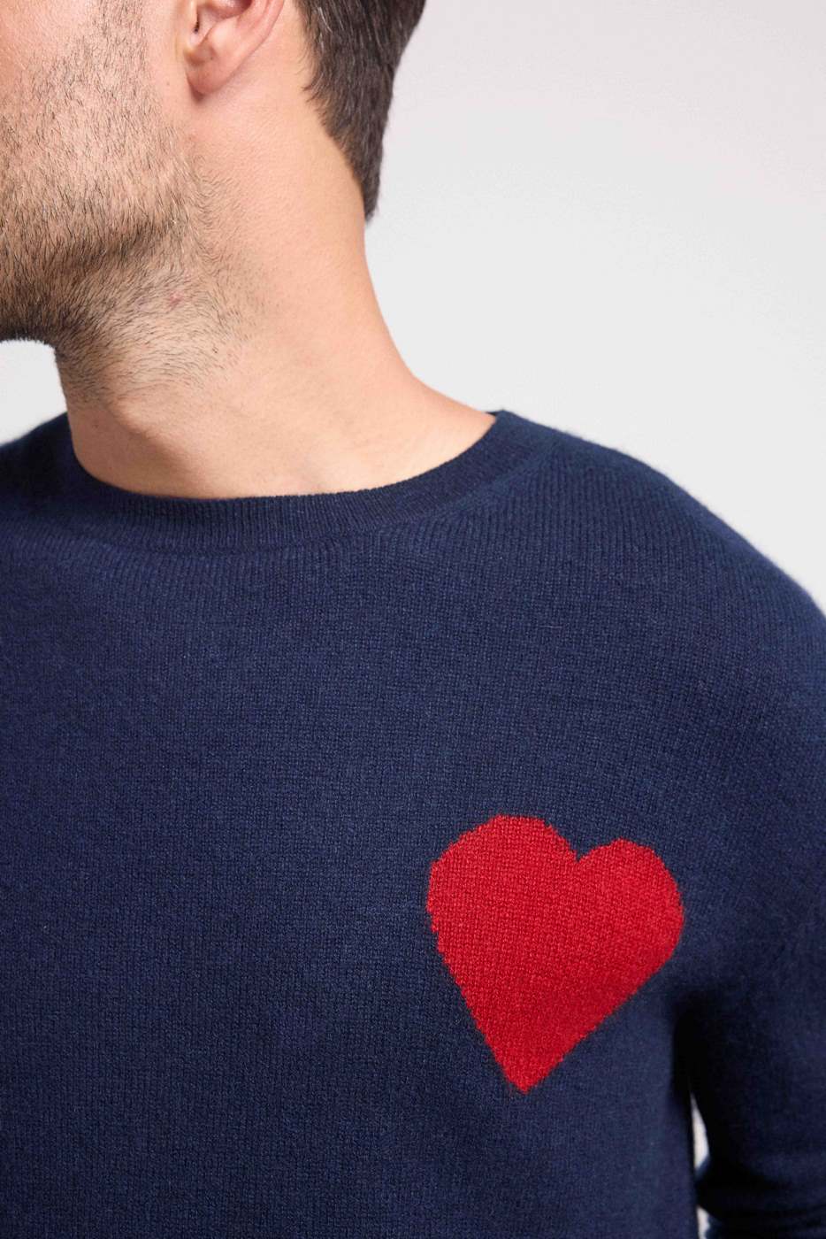 Pull Col Rond Love Heritage Zemir - Bleu Marine Rouge