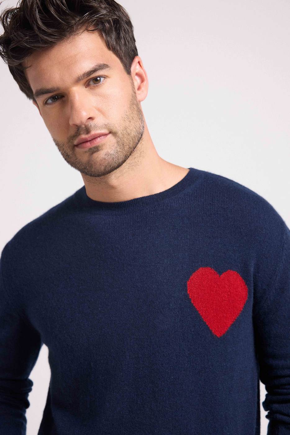 Pull Col Rond Love Heritage Zemir - Bleu Marine Rouge