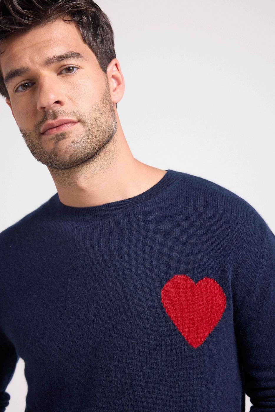 Pull Col Rond Love Heritage Zemir - Bleu Marine Rouge