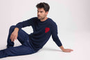 Pull Col Rond Love Heritage Zemir - Bleu Marine Rouge