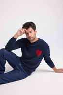 Pull Col Rond Love Heritage Zemir - Bleu Marine Rouge
