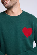 Pull Col Rond Love Heritage Zemir - Vert Bouteille Rouge
