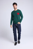 Pull Col Rond Love Heritage Zemir - Vert Bouteille Rouge